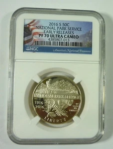 2016-S 50c Proof National Park Service NGC PF70 Ultra Cameo Early Releases - Picture 1 of 2