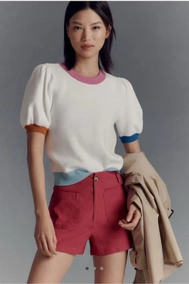 Camiseta Maeve Anthropologie Maxine manga folhada punho arco-íris GRANDE (Adequado para MED) - Imagem 1 de 4