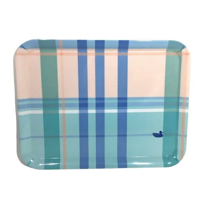 Southern Marsh Serving Tray Rectangular Plaid Duck Blue Melamine Wares 13"x17" - Image 1 of 4