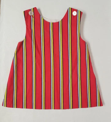 Vestido tipo jersey Kelly's niños niñas talla 2 rojo con rayas amarillas, azules y blancas Foto 1 de 4