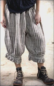 OOAK Magnolia Pearl handgewebtes europäisches Leinen Edlyn Bloomers 156 Espresso Streifen - Bild 1 von 15