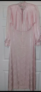 Christian Dior Vintage Nightgown Pink With Floral Design Pleated Ruffles Size S - Picture 1 of 16