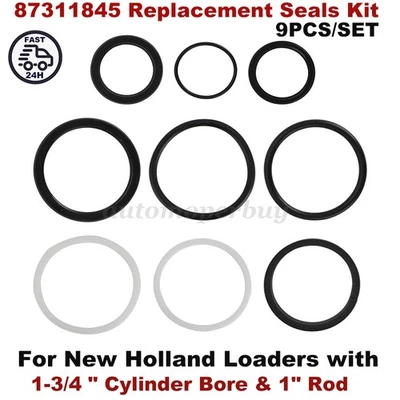 87311845 Kit de sellos de repuesto para cargadoras New Holland con diámetro de cilindro de 1-3/4" Foto 1 de 4