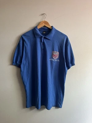 Vintage 90s Super Bowl XXV Blue Men’s Short Sleeve Polo Size Large Screen Stars - Image 1 of 4