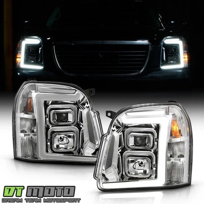 Juego de faros proyectores de doble tubo LED cromados para GMC Yukon 2007-2013 Foto 1 de 4