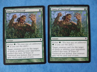 MTG Magic the Gathering VINES OF VASTWOOD ZENDIKAR NM X2 ACTUAL PICTURES - Image 1 of 2