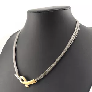 ⭐ Pierre Lang Halskette Collier Anhänger Strick Kette Perle Magnet Gold Go 93 ⭐ - Bild 1 von 3