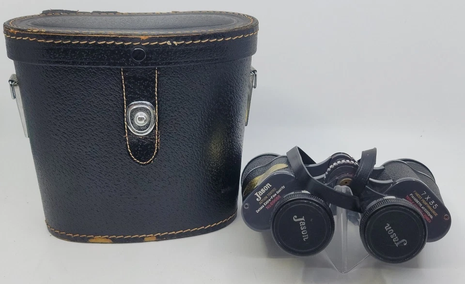 Vintage Jason 7x35 Extra Wide Angle 525 ft. at 1000 yds. Binoculars W/ Case - Image 1 of 3