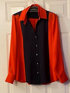 Derek Lam 10 Crosby 100 % Seide Gr. 4 (S) Bluse Shirt langärmelig rot/schwarz - Bild 1 von 12