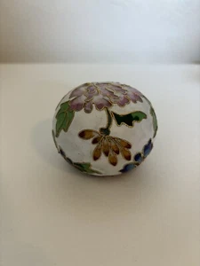 Vintage Chinese Cloisonné Enamel Lotus Flower Ball Figurine/Paperweight - Picture 1 of 4