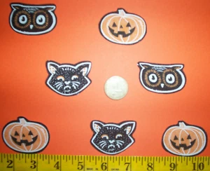 New Halloween Cats, Owls and Pumpkins Iron-ons Fabric Appliques Iron-ons - Picture 1 of 1