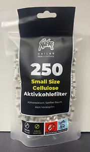 Kailar - Cellulose Slim Aktivkohlefilter ø 6mm - 250 Stück Weiß + 2x Papier - Bild 1 von 1