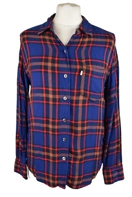 Camisa LEVI'S Azul Manga Larga Talla XS Mujer Novio Calce Cuadros Exterior Foto 1 de 4