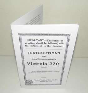 Victor Victrola 220 Gramófono Fonógrafo Manual de instrucciones Reproducción - Imagen 1 de 11