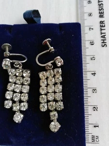 VINTAGE DIAMANTE SCREW FASTEN EARRINGS. ART DECO. - Picture 1 of 2