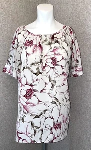 Croft & Barrow Damen kleine lila Blumenmuster seidige Kappe Ärmel Tunika EUC - Bild 1 von 6