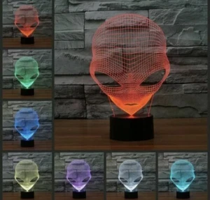 UFO 3D ET Martian Alien 7 Color Change Led Table Lamp Night Light Touch Remote - Picture 1 of 3