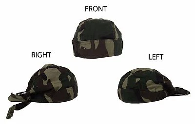Woodland Camo Camouflage Do Rag Skull Cap Head Wrap - Image 1 of 4