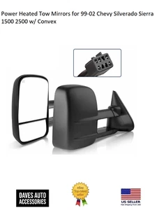 Espejos retrovisores eléctricos térmicos para 99-02 Chevy Silverado Sierra 1500 2500 con convexo - Imagen 1 de 6