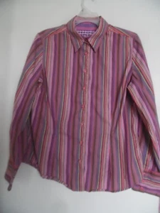 Women's Rare Vintage Robert Graham Striped Button Down L/S Shirt, Large - Picture 1 of 3