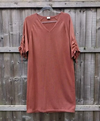 Vestido recto túnica poesía mujer talla 8-10 marrón moca tejido fino jersey Foto 1 de 4