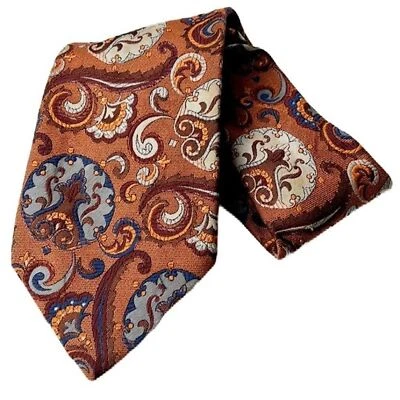 Corbata Oleg Cassini Marrón Paisley Gráfico Cuello Corbata Berry's Cheltenham De Colección Foto 1 de 4