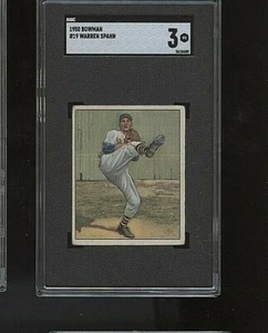 1950 Bowman Warren Spahn Boston Braves #19 🚀😳💥 SGC Graded 3  - Picture 1 of 2
