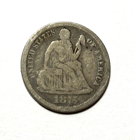1875-CC Seated Liberty Dime Nice Original VG Cover