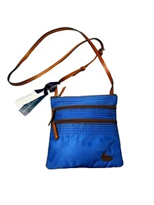 Dooney & Bourke Crossbody Cobalt Leather Blue Multi Zip Travel Organizer Bag - Picture 1 of 13