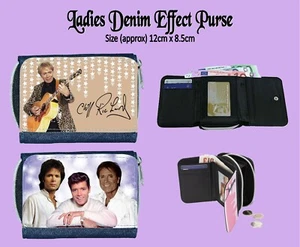 LADIES DENIM EFFECT PURSE CLIFF RICHARD DESIGN - Picture 1 of 11
