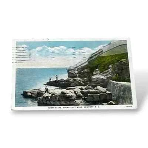 Postal Forty Steps Along Cliff Walk Newport Rhode Island c1934 D78 - Imagen 1 de 2