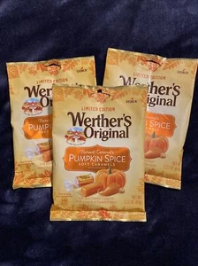 3 Bags Werther's Original 2.22 oz. Harvest PUMPKIN SPICE Soft Caramels BB 4/25 - Picture 1 of 4