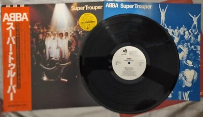 ABBA ‎ Super Trouper Original Japan PROMO 1980  12" vinyl LP  OBI & inserts RARE - Image 1 of 4