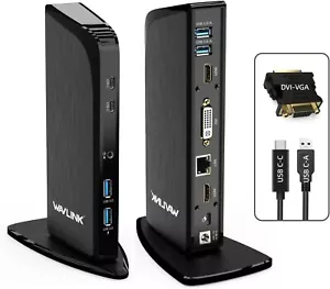 USB 3.0 and USB C Docking Station Triple Display 4K 100W Charging HDMI Audio/Mic - Picture 1 of 10