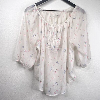Top Abercrombie Fitch Para Mujer Boho Cottage Core Lechera Blanco Talla L Semi Transparente Foto 1 de 4