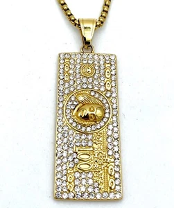 Iced Out 100 Dollar Anhänger an 60cm Boxkette - Bild 1 von 5