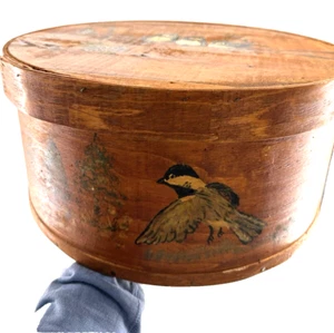 LRG Antique WOOD Box SIGNED Pantry Shaker 15" Primitive Folk Art birds - Picture 1 of 24