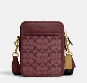 Coach CG996 SULLIVAN Signature Chambray & Leather Crossbody Bag - WINE - Bild 1 von 4