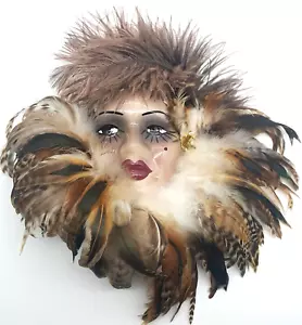 Unique Creations Hollywood Glam Face Mask Wall Hanging Feathers San Francisco - Picture 1 of 6