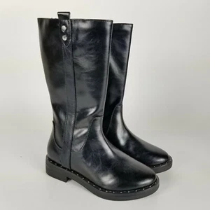 Wonder Nation Girls Size 5 Studded Riding Moto Boots Black Zippered Non Marking - Picture 1 of 6