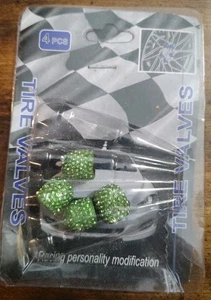 Four Piece Green Sparkling Valve Stem Cap Standard Thread - Picture 1 of 1