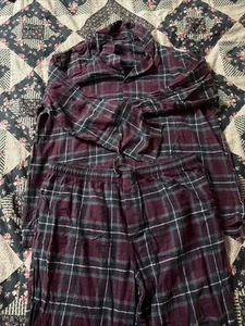 Nordstrom Men's 2-piece Pajama Set Flannel 2XL Red And Gray Plaid - Picture 1 of 6