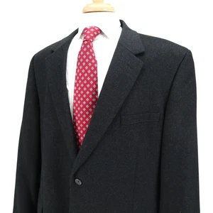 Club Room Wool Silk Cashmere Dark Charcoal Gray Flannel Blazer Sport Jacket 48R - Picture 1 of 16