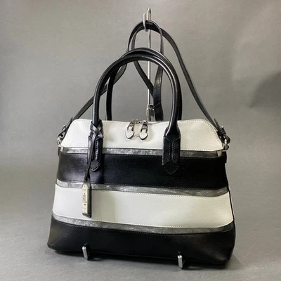 Lauren Ralph Lauren 2-Way Leather Shoulder Bag Black/White Used - Image 1 of 4