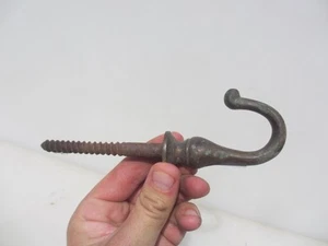 Large Victorian Brass Coat Hook Hanger Old Vintage Antique Storage 3"D - Picture 1 of 10