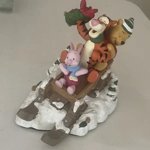 Rare Vtg Disney Store Poohs Winter Wonderland Sled Stocking Holder Tigger Piglet - Picture 1 of 4