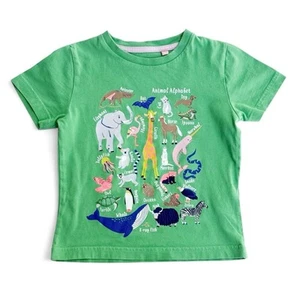 Mini Boden Animal Alphabet Tee Green Cotton T-shirt sz 4-5 (Runs small?) Unisex - Picture 1 of 5