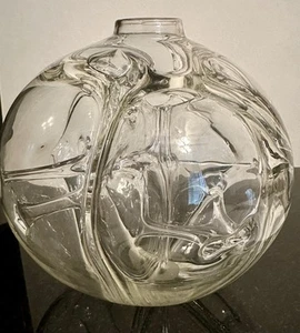 MCM PAUL MANNERS Studio Art Glass Modernist Witch Ball Vase Sculpture Signed - Picture 1 of 11