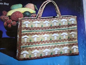 Needlepoint Tote Bag Kit Lee Wards Mushrooms Webbing Embroidery Tote Bag Vintage - Picture 1 of 4