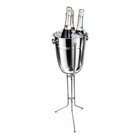 Stainless Steel 7.5L Champagne Ice Bucket with Folding Stand Elegant Wine Cooler